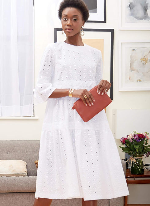 McCall's Patterns McCall's Women's Knee Length Pleated Dress, Sizes 6-14 Sewing Pattern, White...