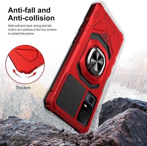 TJS Compatible for TCL 40 XL Case, TCL 40 T T608DL Case, Lively Jitterbug Smart4 Case, with Tempered Glass Screen Protector, Metal Ring Kickstand ...
