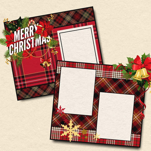 Whaline 24 Pack Christmas Pattern Paper 30x30cm Red Scottish Plaid Scrapbook Paper 12 Designs Double-Sided Xmas Craft Paper Folded Flat for DIY Ca...