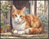 Posterizer 1 pcs- Beautiful cat sitting in a doorway next to flowers-Art for Animal Lovers-Floral Botanical Art- Gift for Men Women Teens-Living R...