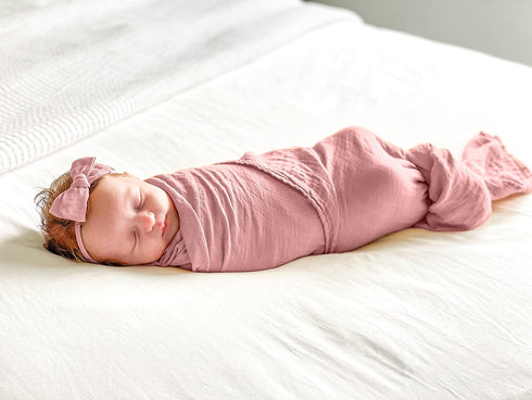 Baby Want Designs Neutral Swaddles for Newborns & Bow — 47x47 Inches 70% Viscose Derived from Bamboo & 30% Organic Cotton Swaddle Blankets — Premi...