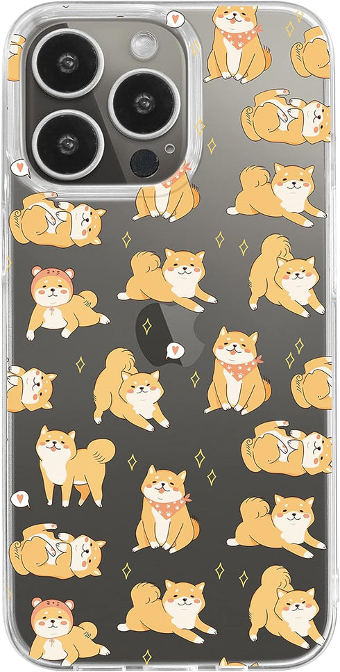 Blingy's for iPhone 13 Pro Case (6.1 inch), Shiba Inu Dog Style Cute Animal Pattern Cartoon Design Transparent Soft TPU Protective Clear Case (Shi...