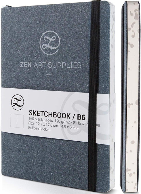 B6 Small Sketchbook for Drawing - Drawing Notebook with Thick 120 GSM Acid-Free Ivory Paper, Cute Hardcover Art Sketchbook with Sturdy Binding - B...