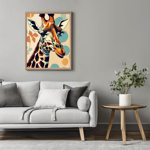 Posterizer 1 pcs-maximalist cute giraffe with retro background 1-Art for Animal Lovers-GIft for Men Women Teens-Decor for Home & Office- unframed ...