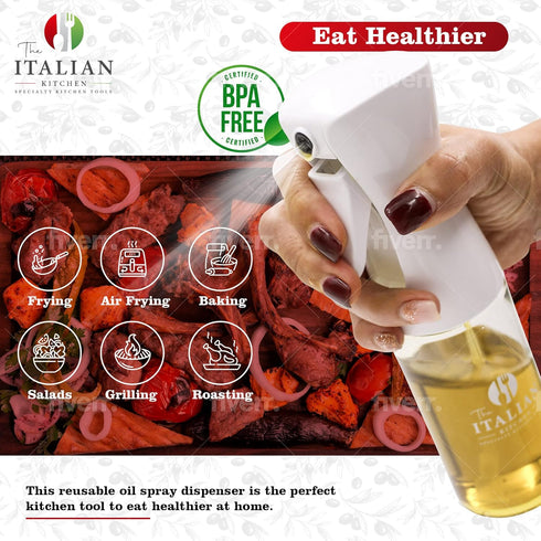 The Italian Kitchen Advanced Olive Oil Spray Bottle for Cooking - Oil Sprayer for Air Frying, Salad Dressing Mister, and More...