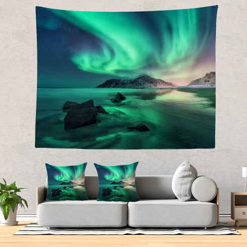 Batmerry Northern Lights Tapestry, Space Beautiful Galaxy Night Starry Image Picnic Mat Beach Towel Wall Art Decoration for Bedroom Living Room Do...