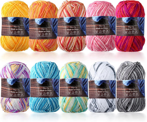 10x50g Multi Color Acrylic Yarn 50g Crochet Yarn Starter kit for Knitting Crocheting Weaving Adult and Kid Craft Projects...