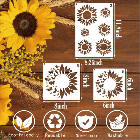 Large Sunflower Stencils for Painting Small Sunflower Paint Stencils for Painting on Wood Burning Art Craft Canvas Furniture Wall (11sunflower)...