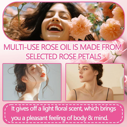 2PCS Rose Essential Oil,Premium Multi-Use Rose Fragrance Oil for Skin Use & Aromatherapy,Moisturizing Rose Oil Essential Oil for Face,Diffuser,Ski...