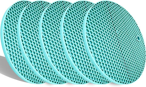 5 Pcs Round Silicone Trivets Pot Holder Mats,Extra Thick Heat Resistant Kitchen Countertop Mats,Honeycomb Rubber Hot Pads Trivets for Hot Dishes,F...