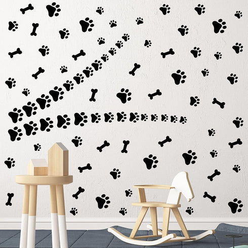 76 Pieces Dog Paw Decal Paw Print Sticker Dog Room Decor for Walls Pup Removable Vinyl Wall Sticker Decoration Animal Footprint for Nursery Bedroo...