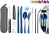 Portable Reusable Travel Utensils Silverware with Case,Travel Camping Cutlery set,Chopsticks and Straw, Flatware Cutlery Set with Case, Stainless ...