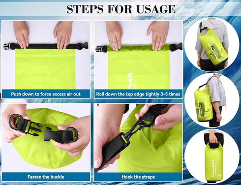 2 pieces Waterproof Dry Bag for Women and Men, 10L Roll Top Waterproof Backpack Sack with Waterproof Phone Case, for Hiking, Backpacking, Kayaking...