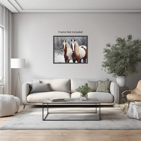 Posterizer 1 pcs-majestic horse in snowy winter scene-oil painting style-3-Art for Animal Lovers-Landscape & Nature Art-Decor for Home & Office- u...
