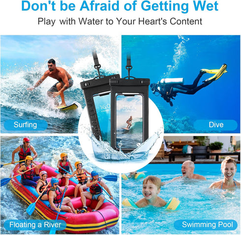 2 Pack Waterproof Phone Pouch - Large Water Proof Phone Pouch iPhone 15/14/13/12 Pro Max XS Samsung, up to 8.8", IPX8 Cellphone Dry Bag Beach Esse...