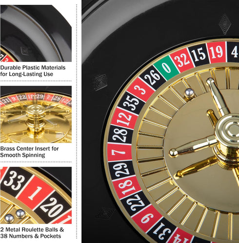 10-Inch Roulette Wheel - Casino Games with Wheel and 2 Balls Included - Adults Games for Game Night, Work Event, or Casino Party...