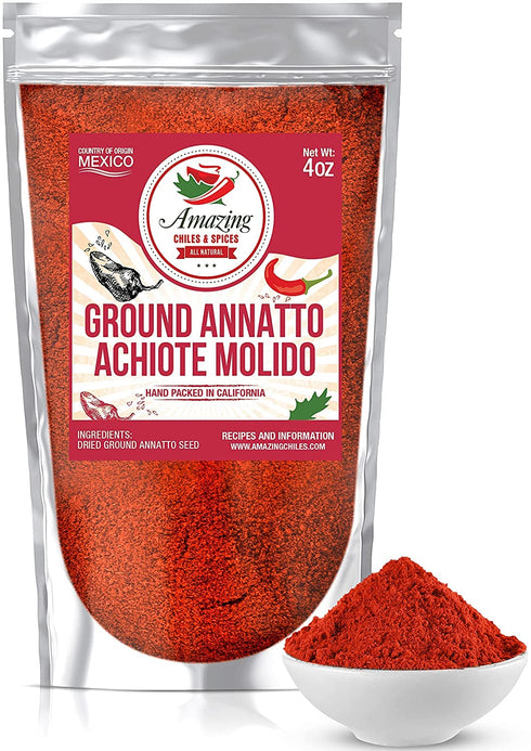 Achiote Powder – Ground Annatto Seeds 8oz Great for Adding Color and Mild Flavor in Soup, Stews, Meats and Mexican Recipes...