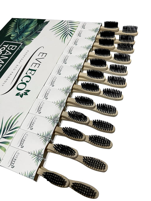24 Count I Bamboo Toothbrush I Soft Bristles Best for Sensitive Gums I Charcoal I Vegan I Natural Wood I BPA Fee I Recyclable I Compostable I Biod...