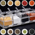 Seasoning Box Set, 4 Piece Clear Acrylic Spice Pots, Jars Condiment Containers with Cover and Spoon Seasoning Rack Storage Container Kitchen Cooki...