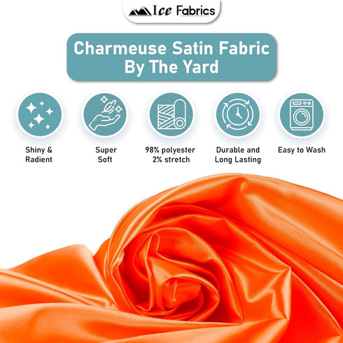 Stretch Charmeuse Satin Fabric by The Yard - 58/60” Wide Premium Silky & Smooth Charmeuse Fabric by The Yard for Sewing Apparel, Dresses, Night Go...