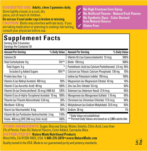 Nature Made Advanced Multivitamin Gummies for Her with Magnesium Citrate, Calcium & All 8 B Vitamins, Multivitamin for Women, 90 Gummies, 30 Day S...