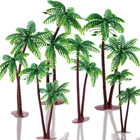 Jovitec 16 Pieces Plastic Palm Tree Cake Topper Small Green Palm Coconut Tree Cake Decorations 5.5 Inch Hawaiian Tropical Cupcake Topper...
