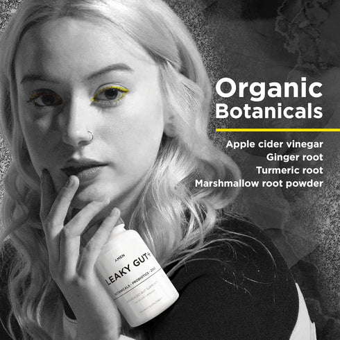 Amen Leaky Gut Supplement - Advanced Formula with Bioavailable L Glutamine, Zinc, Turmeric, DGL Licorice Root - Marshmallow Root - Probiotics & Fe...