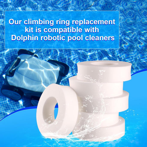 6pcs Pool Cleaner Climbing Ring Compatible with Dolphin Maytronics Robot Swimming Pool Cleaner, White Wheels Rings Replacement Part for Dolphin M2...