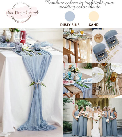 Dusty Blue Cheesecloth Table Runner 141 in Long, Blue Gauze Table Runner, Cheese Cloth for Wedding Decoration, Boho Baby Boho Baby Shower...