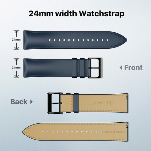 Ticwatch Pro 5 Smartwatch Band Replacement 24mm Width Leather Watch Strap Quick Release Genuine Watch Band Only for Pro 5 Watch, Smart Casual Blue...