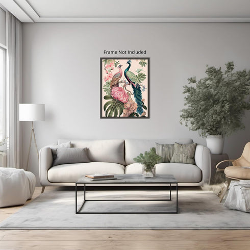 Posterizer 1 pcs-chinoiserie peacock aesthetic chic decor-Art for Animal Lovers-Abstract & Modern Art-Living Room Bedroom Decor- UNFRAMED Wall Art...