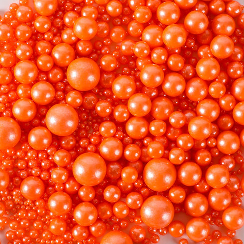 Kasvan Orange Pearl Sugar Sprinkles - Edible Candy Pearls 130g/4.58 Oz, Mix Size, Baking Cake Decorations, Ice Cream Toppings and Cookie Decoratin...
