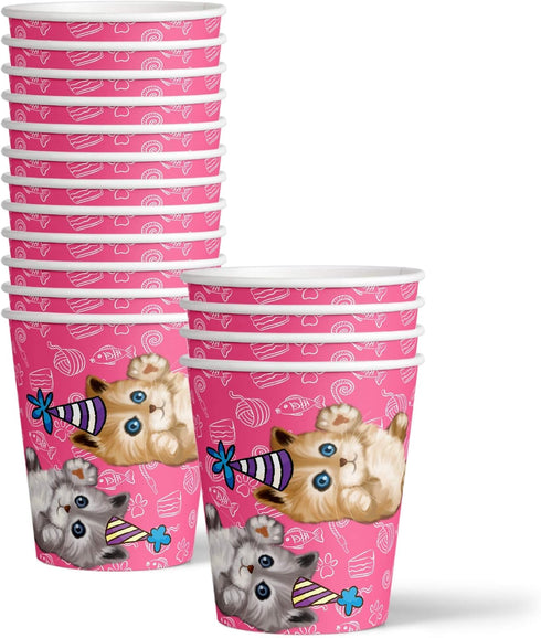 Kitty Cat Pink Kitten Birthday Party Supplies Set Plates Napkins Cups Tableware Kit for 16...