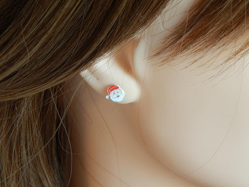 925 Sterling Silver (SET OF 3) Crystals Christmas Tree Santa Claus Candy cane Stud Earrings 28468...