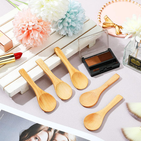 36 Pieces Small Wooden Spoons Wooden Makeup Spatulas Wooden Cosmetic Spoons Mini Nature Wooden Beauty Scoop for Women Girls Mixing Makeup, Facial ...