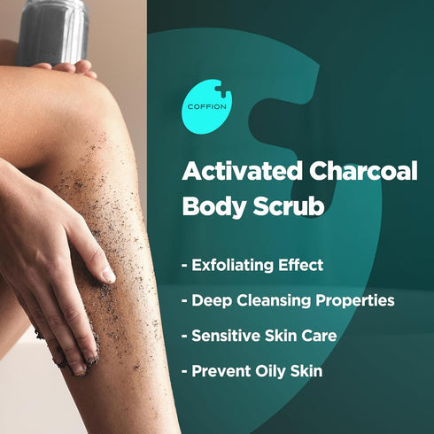 Charcoal Face & Body Scrub, Exfoliating Face Scrub for Men & Women | 100% Whole Coffee Been Skin Care Scrub | Minimizes Pore Size & Reduces Skin B...