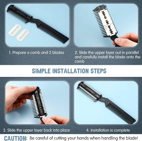 5 Pieces Razor Comb for Dogs Hair Grooming Trimmer Comb for Pet Razor Comb with 25 Extra Blades Manual Dog Hair Trimmer Comb Double Edge Razor for...