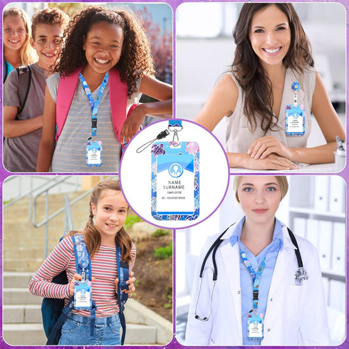 Sea Turtle ID Badge Holder with Lanyard, Marine Life Theme Retractable Badge Reel Clip and Detachable Lanyards with Card Holder Protector for Nurs...