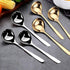 GuDoQi Soup Ladle, 3 Pack Durable 304 Stainless Steel with Polished Titanium Plated Big Volume Soup Spoon, Kitchen Gadget Utensil,8 Inch, Gold...