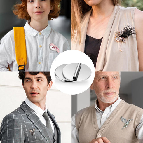 5Pairs Mini Pin Brooch Converter, Metal Magnetic Brooch Converter Injury-free Clothes Magnet Buckle Brooch Adapter for Thin Fabric (White K)...