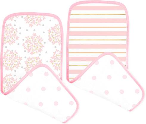 SwaddleDesigns Cotton Muslin Baby Burpies, Set of 2 Cotton Burp Cloths, Pink Heavenly Floral Shimmer...