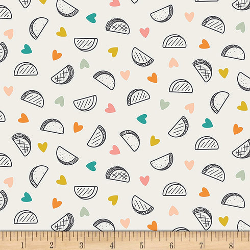Art Gallery Fabrics Art Gallery Day Trip Taco Love Light Fabric, White...