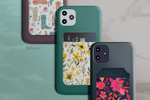 Luli Prints Stick-On Fabric Phone Wallet, Slim Credit Card Holder & Sticky Wallet Attachment for Phone Case, Stylish & Cute Wallet for Phone Case,...