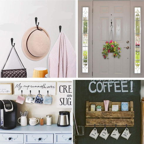 25 Pcs Black Wall Mounted Coat Hooks, Hanger Hook with 50 Pieces Screws for Hanging Hat, Towel, Key, Robe, Coats, Scarf, Bag, Cap, Coffee Cup, Mug...