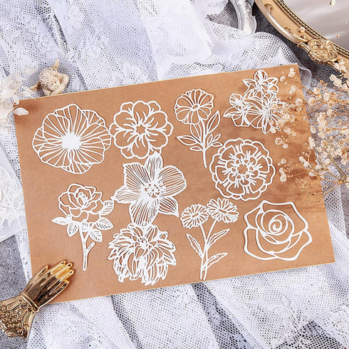 40 PCS Scrapbook Supplies Scrapbooking Lace Paper Butterfly Leaves Feather Series Journaling Supplies Craft Decorative Paper for Art Journaling Bu...