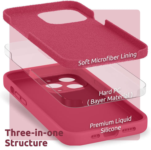 SURPHY Compatible with iPhone 13 Pro Case with Screen Protector, (Camera Protection & Soft Microfiber Lining) Liquid Silicone Phone Case 6.1 inch ...