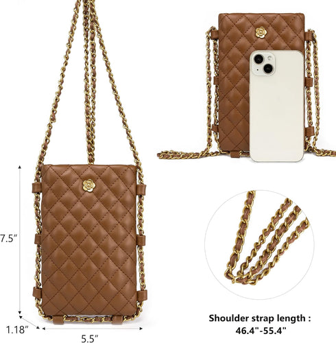 Montana West Small Quilted Cell Phone Purse for Women Soft Chain Crossbody Cellphone Wallet Bag...