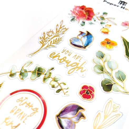 Paper House Productions Set of 6 Shiny Foil Enamel Effect Sticker Sheet for Crafts, Scrapbooking & Collecting - Wildflower Inspiration...