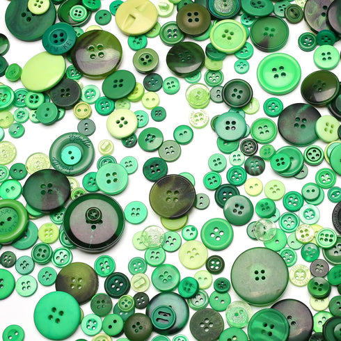 About 660 Resin Buttons of Various Specifications, Handmade Buttons, Sewing DIY Handicraft Buttons, Hand-Painted Decorative Buttons Green Series...