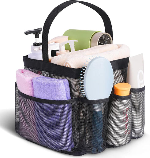 Mesh Shower Caddy Portable for College Dorm Room Essentials, Shower Caddy Dorm with 8-Pocket Large Capacity,Shower Bag for Beach,Swimming,Gym...